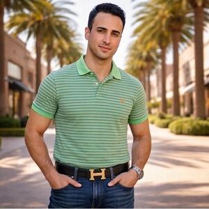 Polo by Ralph Lauren Green Striped Polo Shirt